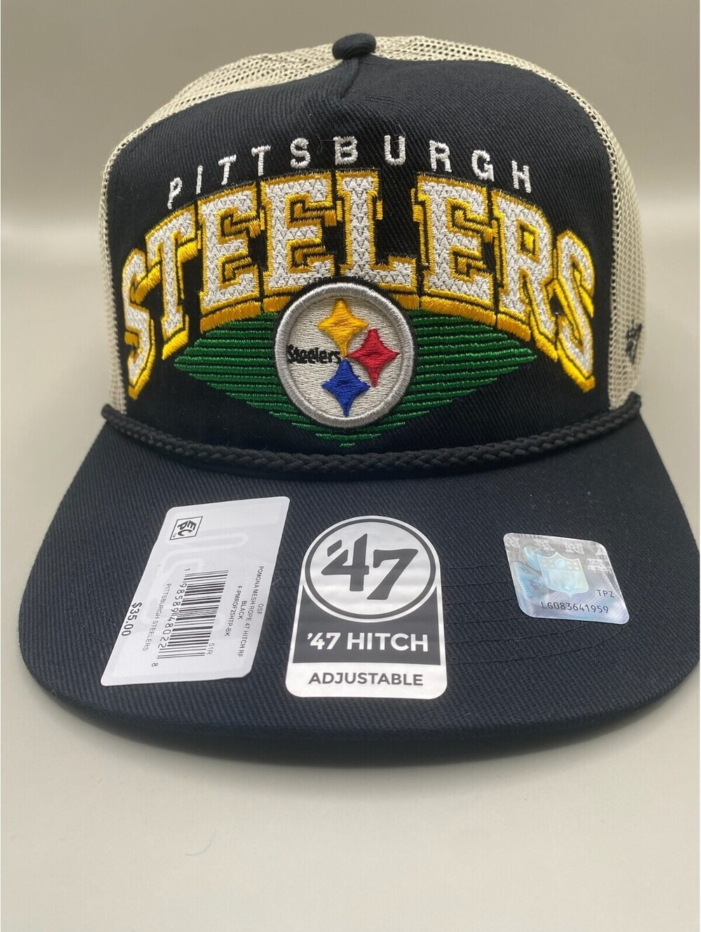 NFL Pittsburgh Steelers - ’47 Brand Hitch Black Adjustable Hat – Mesh Back